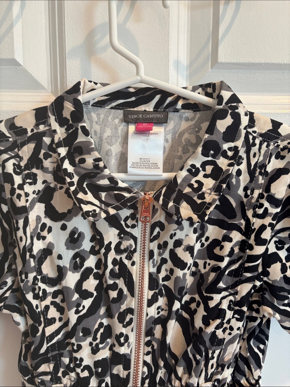 Vince Camuto girls Black & White Animal Print dress